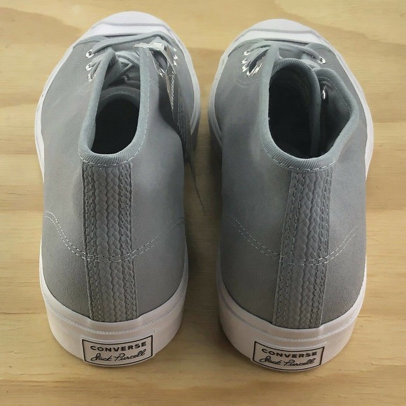 Converse Jack Purcell Mid Top Suede Gray Sneakers - Picture 8 of 9